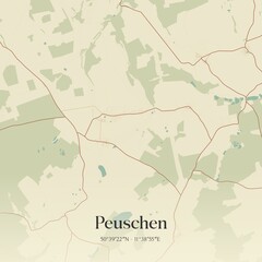 Obraz premium Vintage map of Peuschen, Germany.
