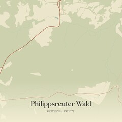 Vintage map of Philippsreuter Wald, Germany.