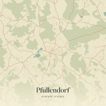 Vintage map of Pfullendorf, Germany.