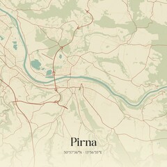Obraz premium Vintage map of Pirna, Germany.