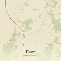 Vintage map of Plaaz, Germany.