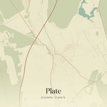 Vintage map of Plate, Germany.