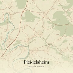 Vintage map of Pleidelsheim, Germany.