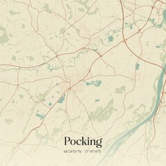 Vintage map of Pocking, Germany.