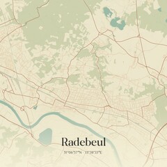 Vintage map of Radebeul, Germany.