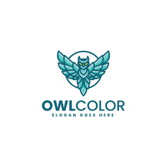 Owl Color Simple Mascot Logo