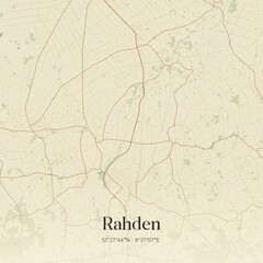 Fototapeta premium Vintage map of Rahden, Germany.