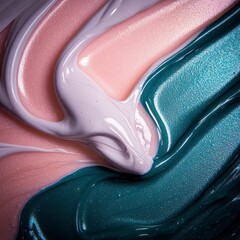 Obraz premium Abstract Pastel Swirl Iridescent Pink White Teal Texture Background