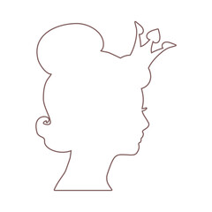 Profile view silhouette of a princess or queen. Cute girl portrait. Fashion branding emblem.