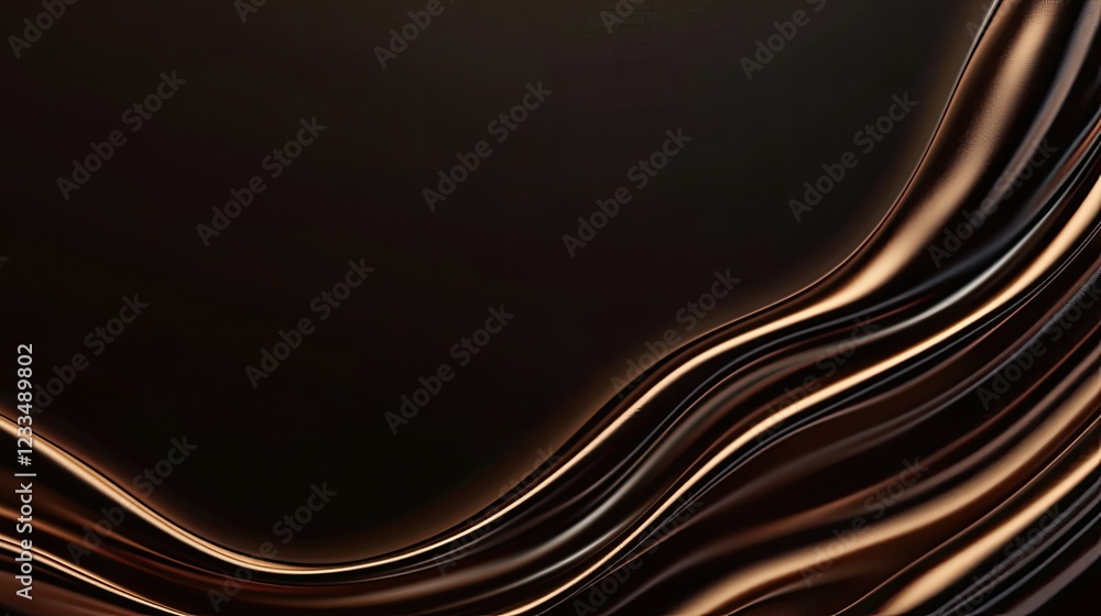 Poster abstract flow of golden light on dark background with smooth curves
