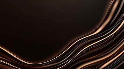 Abstract Flow of Golden Light on Dark Background with Smooth Curves