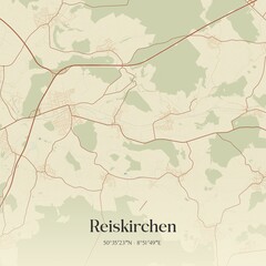 Fototapeta premium Vintage map of Reiskirchen, Germany.