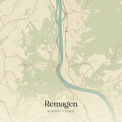 Obraz premium Vintage map of Remagen, Germany.