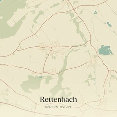 Vintage map of Rettenbach, Germany.