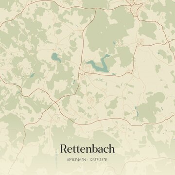 Vintage map of Rettenbach, Germany.