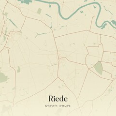 Fototapeta premium Vintage map of Riede, Germany.