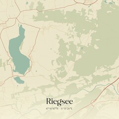 Obraz premium Vintage map of Riegsee, Germany.