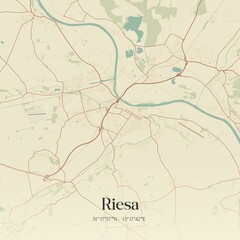 Fototapeta premium Vintage map of Riesa, Germany.
