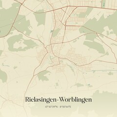 Vintage map of Rielasingen-Worblingen, Germany.
