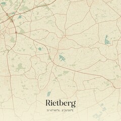 Vintage map of Rietberg, Germany.