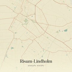 Vintage map of Risum-Lindholm, Germany.