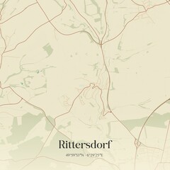 Vintage map of Rittersdorf, Germany.