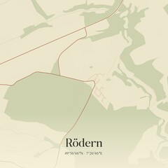 Vintage map of Rodern, Germany.