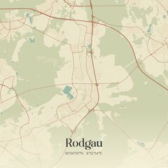 Vintage map of Rodgau, Germany.