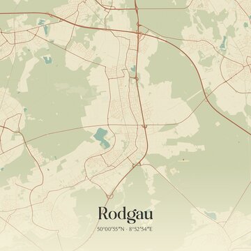 Vintage map of Rodgau, Germany.