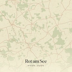 Vintage map of Rot am See, Germany.
