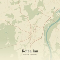 Fototapeta premium Vintage map of Rott a. Inn, Germany.