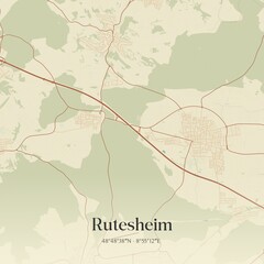Vintage map of Rutesheim, Germany.