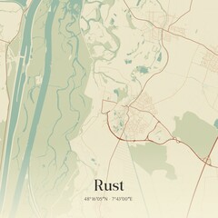 Fototapeta premium Vintage map of Rust, Germany.