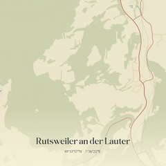 Obraz premium Vintage map of Rutsweiler an der Lauter, Germany.