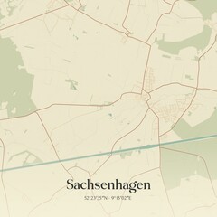 Vintage map of Sachsenhagen, Germany.