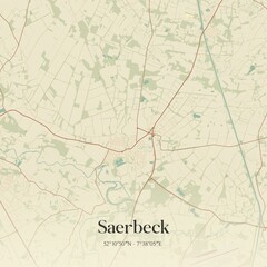 Vintage map of Saerbeck, Germany.