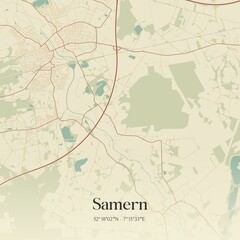 Fototapeta premium Vintage map of Samern, Germany.