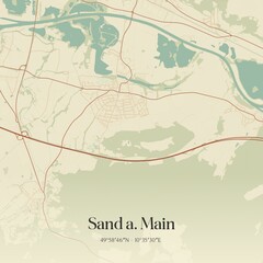 Fototapeta premium Vintage map of Sand a. Main, Germany.