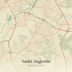 Vintage map of Sankt Augustin, Germany.