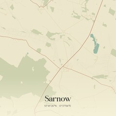 Vintage map of Sarnow, Germany.