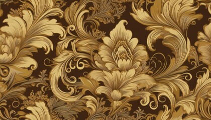 Timeless Elegance Magnificent Seamless Damask Wallpaper Design, Infusing Opulence into Modern Interiors with Its Intricate Patterns, Regal Colors, and Smooth Texture.