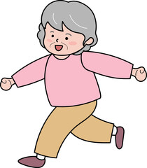 걸어가는 노인 할머니 미소