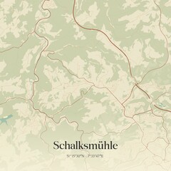 Vintage map of Schalksmuhle, Germany.