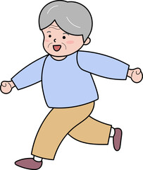 걸어가는 노인 할아버지 미소