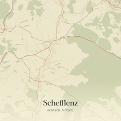 Fototapeta premium Vintage map of Schefflenz, Germany.