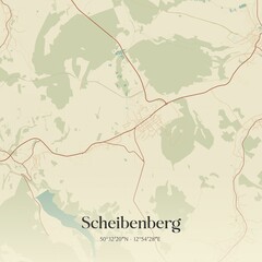Obraz premium Vintage map of Scheibenberg, Germany.