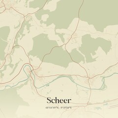 Obraz premium Vintage map of Scheer, Germany.