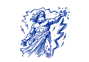 Zeus hand drawn sketch vector