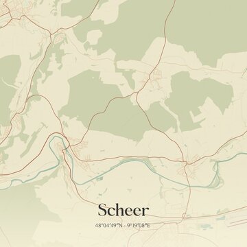 Vintage map of Scheer, Germany.
