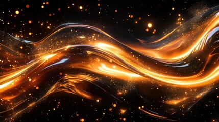 Abstract Golden Waves with Sparkling Glitters Luxury Elegant Background Design